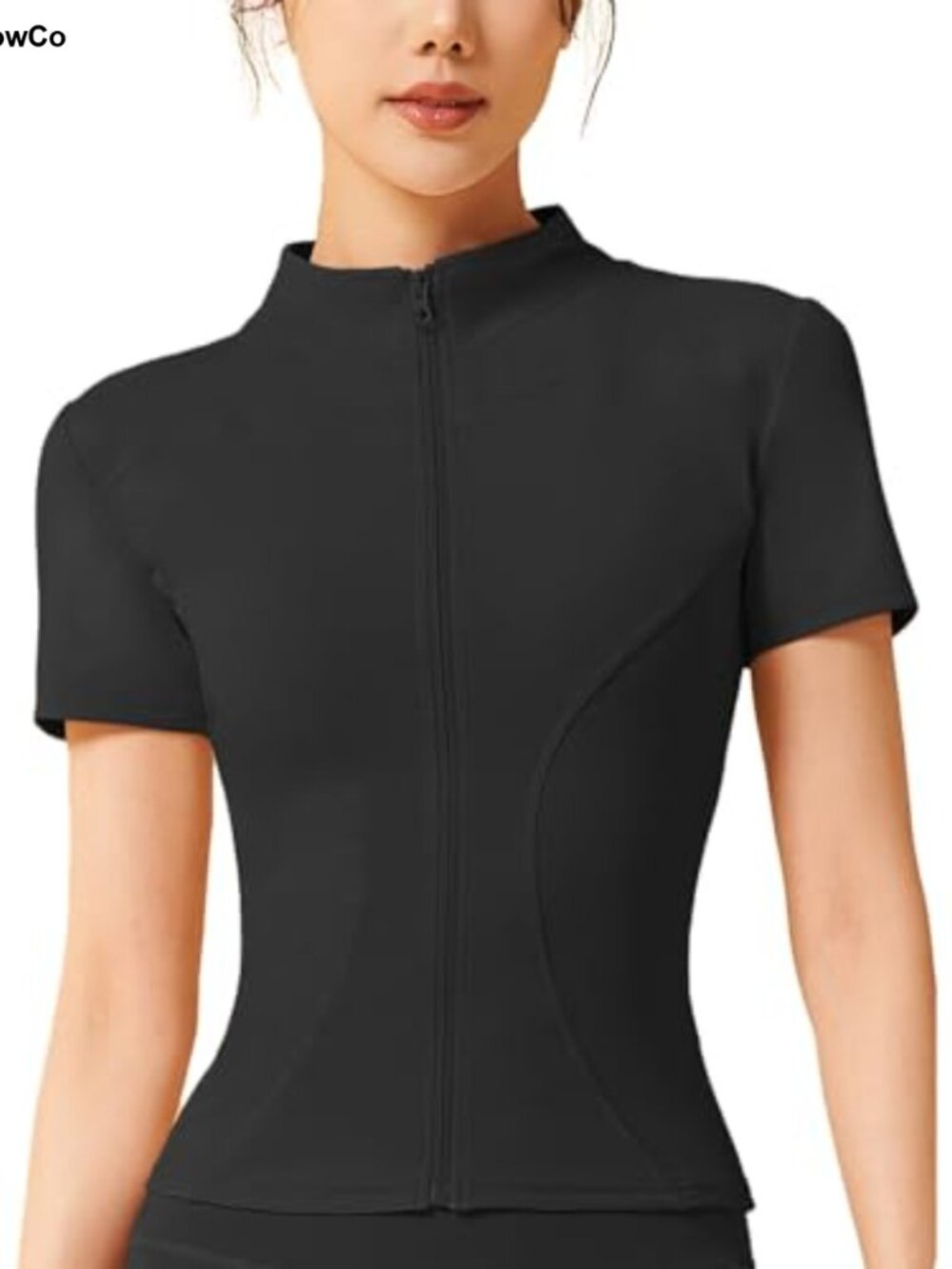 Women's Slim Fit Workout Jacket Short Sleeve Zip-Up Athletic Yoga Top